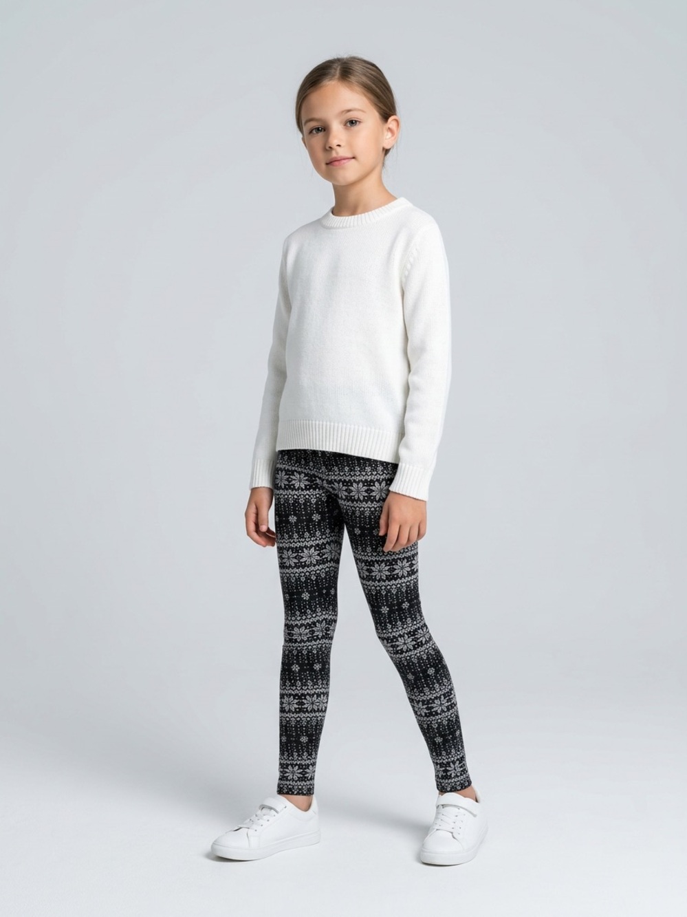 Joe Fresh Black & White Fair Isle Kids Leggings